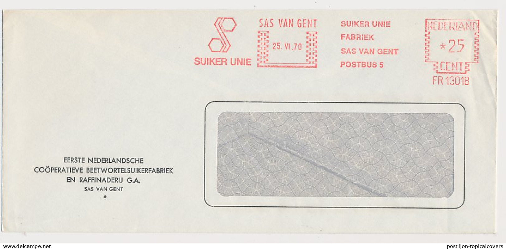 Meter Cover Netherlands 1970 Sugar Union - Sas Van Gent - Ernährung