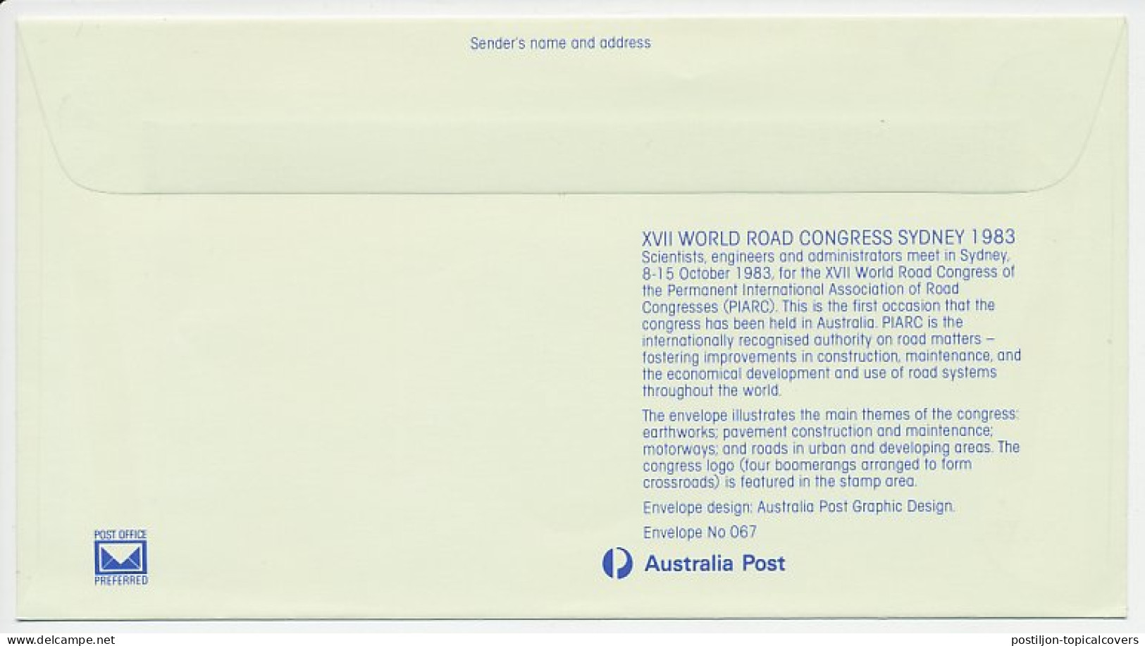 Postal Stationery Australia 1983 World Road Congress - Road Construction - Andere & Zonder Classificatie