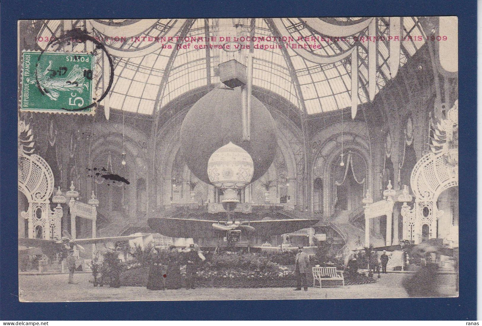 CPA Aviation > Montgolfières Exposition Grand Palais 1909 Circulée - Fesselballons