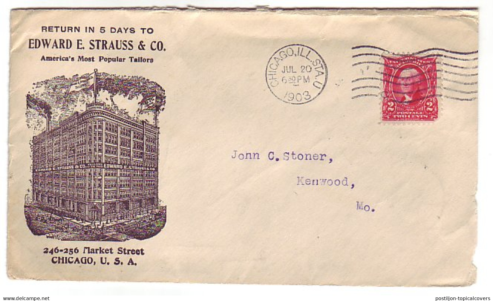 Illustrated Cover / Invoice USA 1903 Tailor - Edward Strauss - Kostums