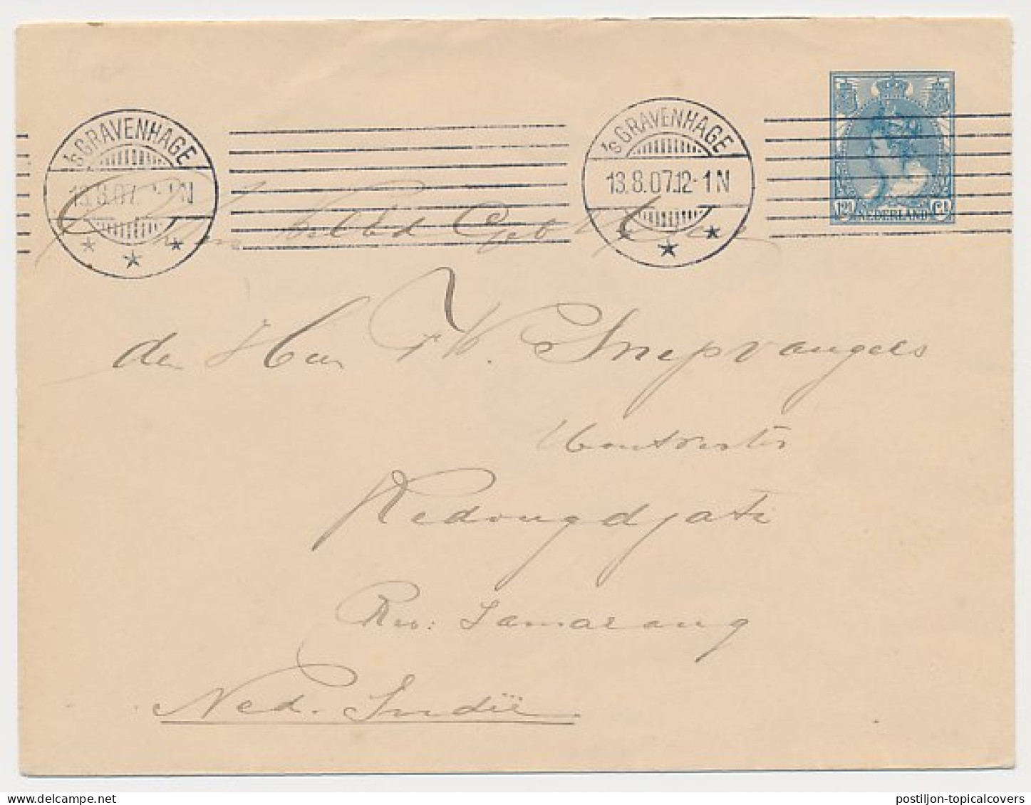 Envelop G. 13 A Den Haag - Ned. Indie 1907 - Interi Postali