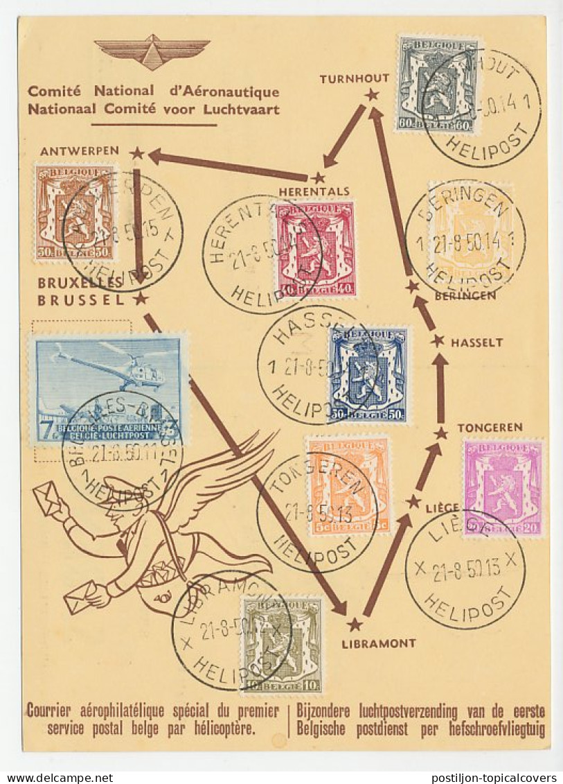 Card / Postmark Belgium 1950 Helicopter Mail - Andere & Zonder Classificatie