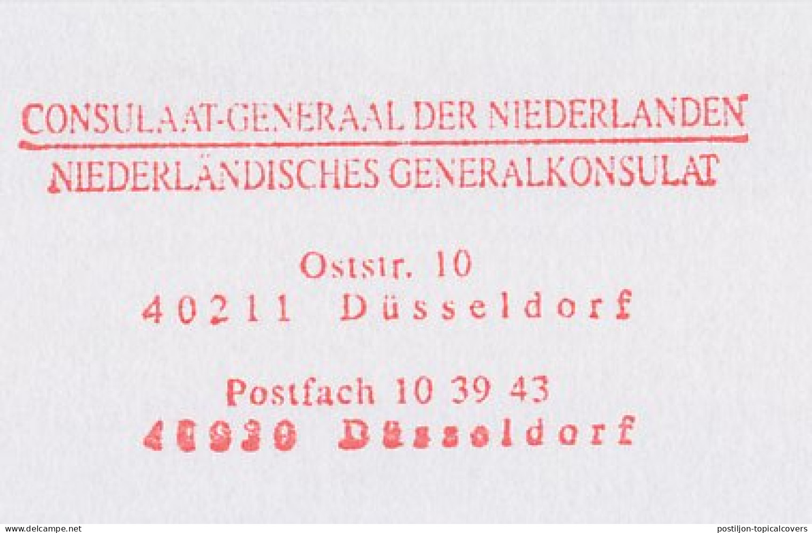 Meter Cover Germany 1997 Consulate Of The Netherlands - Sin Clasificación