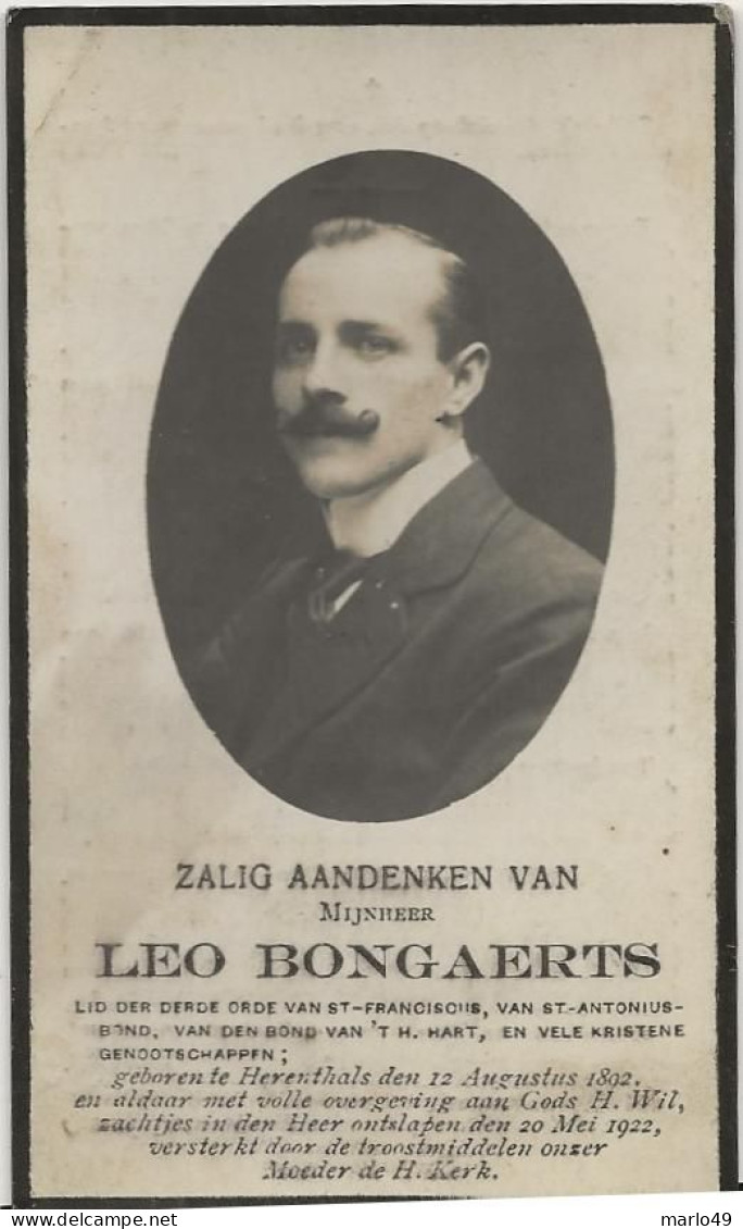 DP. LEO BONGAERTS ° HERENTHALS 1892 - + 1922 - Religion & Esotérisme
