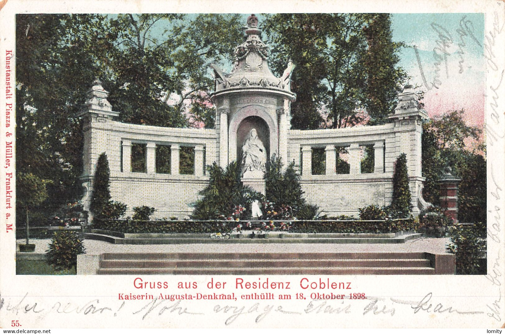 Allemagne Gruss Aus Der Residenz Coblenz CPA + Timbre Reich Cachet 1904 Kaiserin Augusta Denkmal - Koblenz