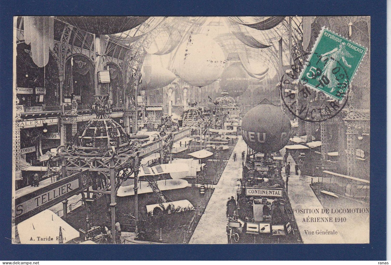 CPA Aviation > Montgolfières Exposition Grand Palais 1910 Circulée - Fesselballons