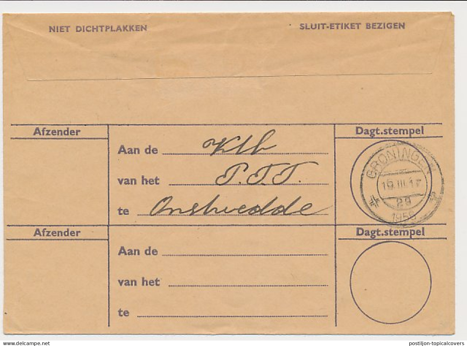 Treinblokstempel : Groningen - Zwolle C 1956 - Non Classés