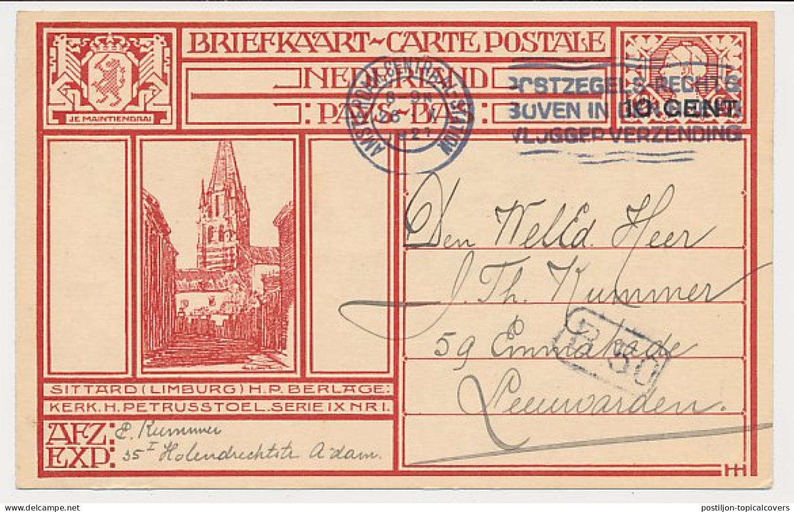 Briefkaart G. 214 N ( Sittard ) Amsterdam - Leeuwarden 1927 - Interi Postali