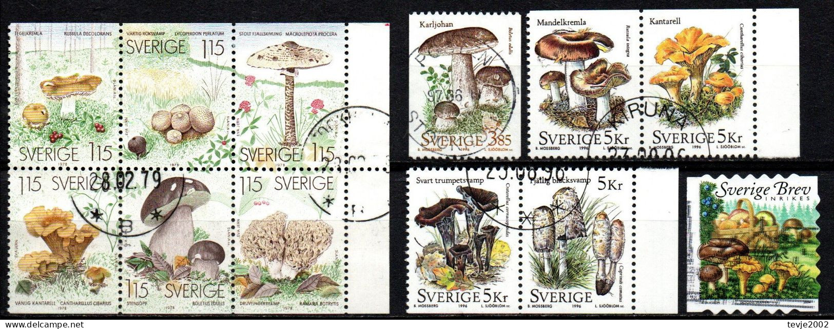 Schweden Sverige 1978 - 2004 - Lot - Gestempelt Used - Pilze Mushrooms - Mushrooms