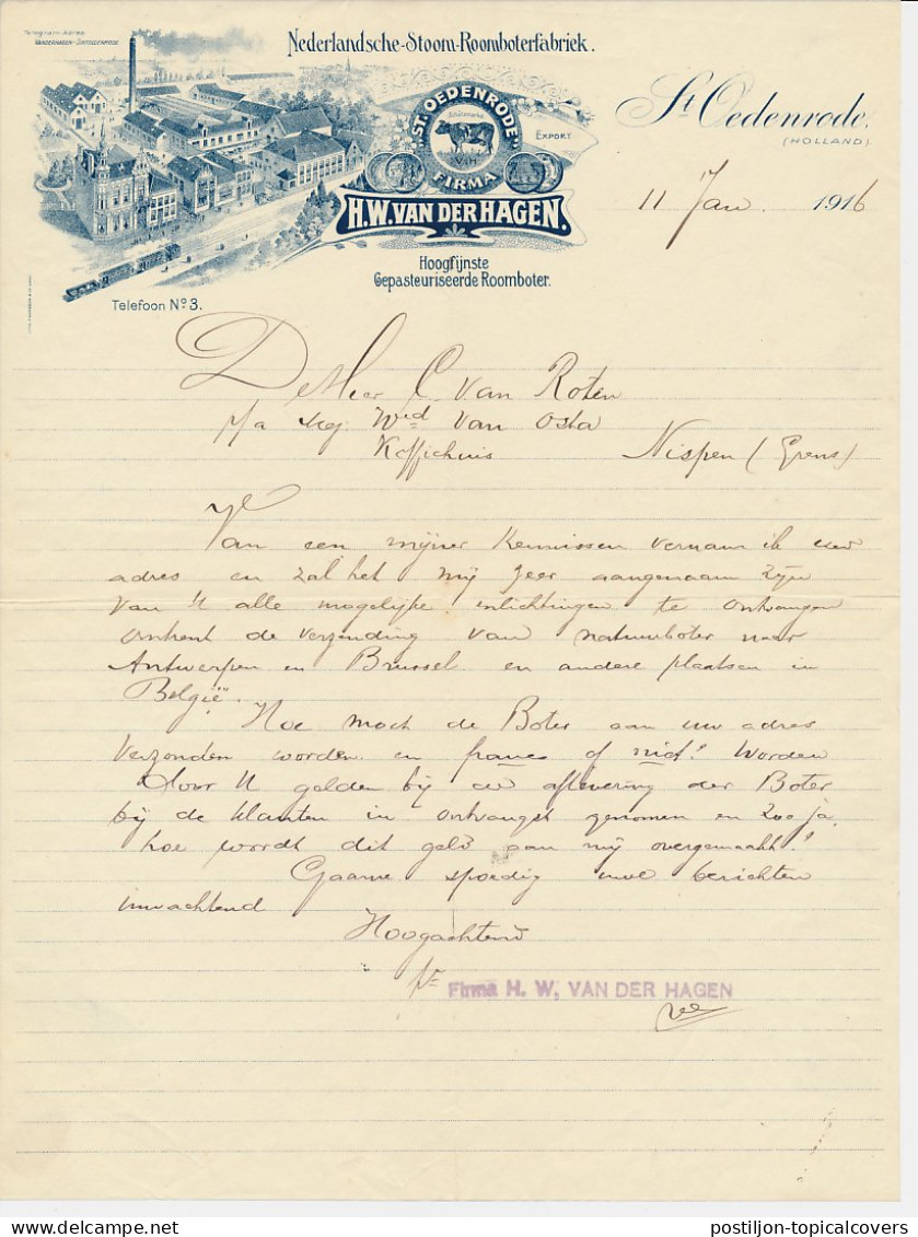 Brief St. Oedenrode 1916 - Nederlandsche Stoom Roomboterfabriek - Netherlands