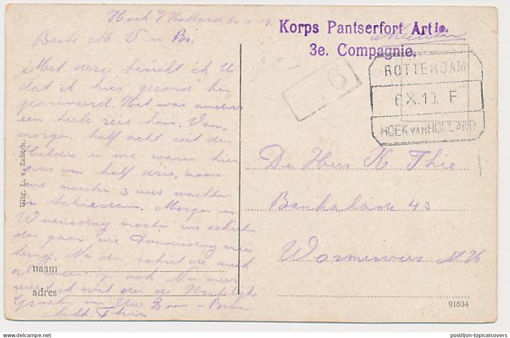 Treinblokstempel : Rotterdam - Hoek Van Holland F 1919 - Non Classés