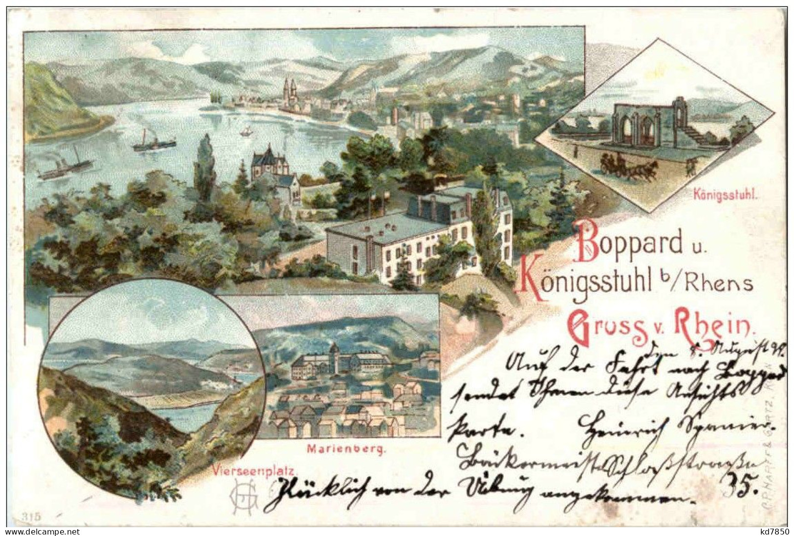 Gruss Aus Boppard Und Königsstuhl Bei Rhens - Litho - Boppard