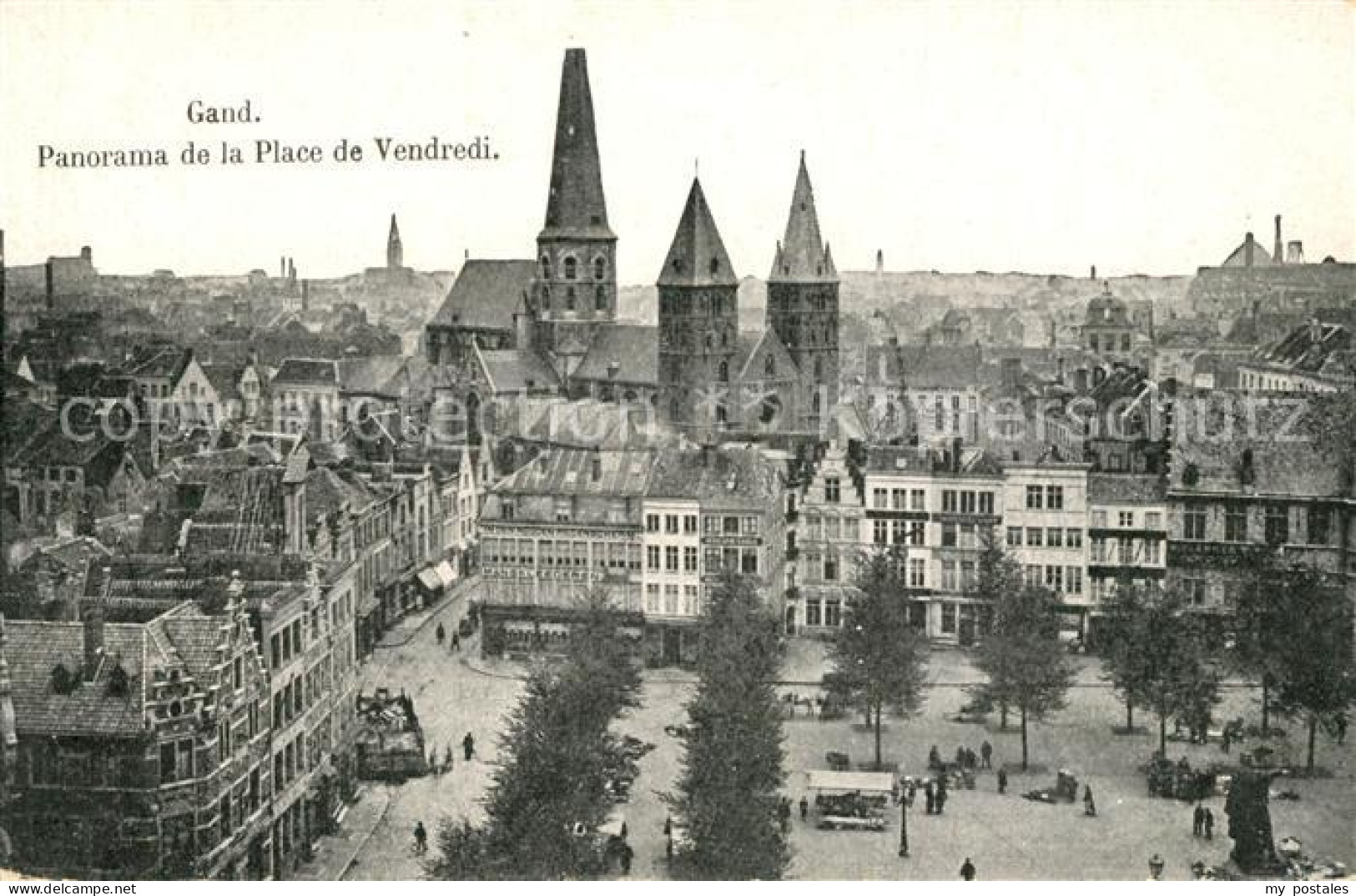 73337215 Gand Belgien Panorama De La Place De Vendredi Eglise Gand Belgien - Other & Unclassified