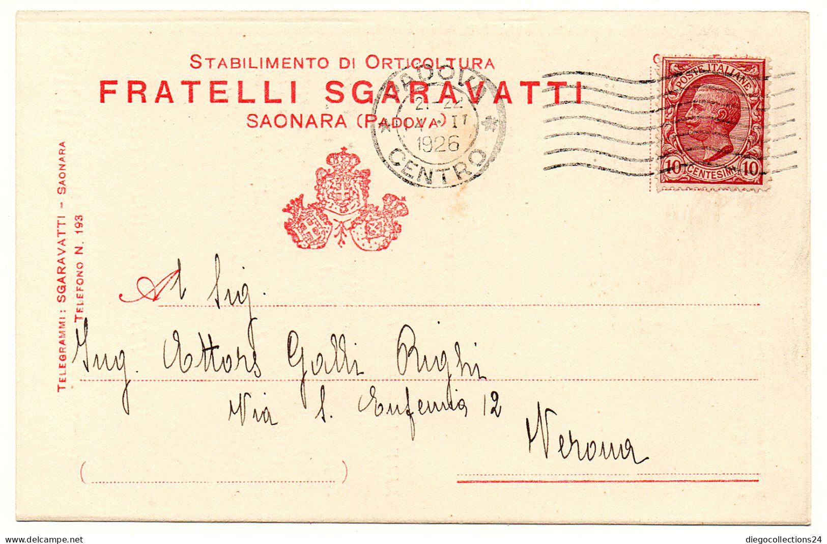 1926 Cartolina Postale Pubblicitaria Spedita Da Padova - Publicité