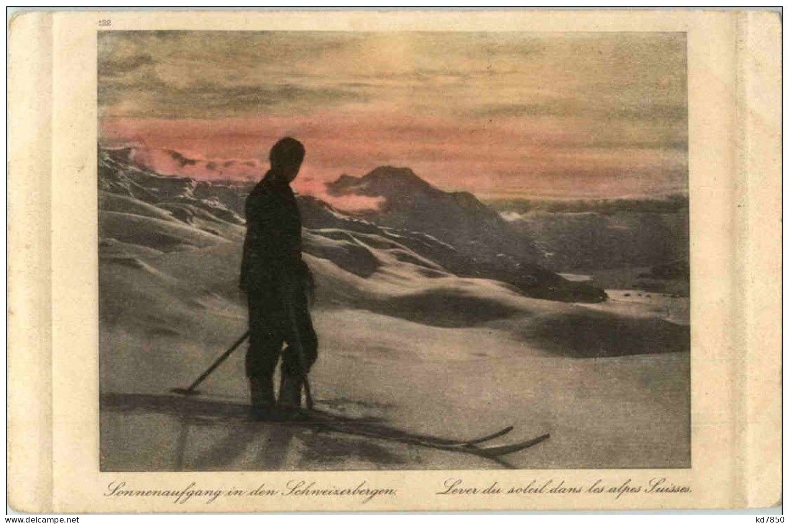 Skifahren Sonnenaufgang In Den Schweizerbergen - Wintersport