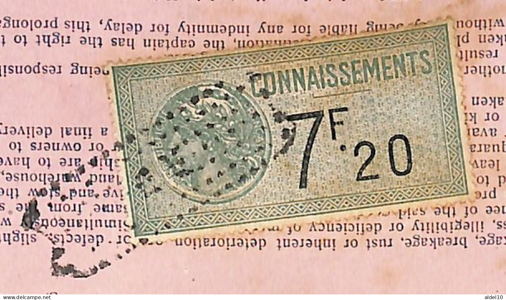 Connaissement D'Oslo Pour Bordeaux 1928 Timbre Valeur 7F20 - Covers & Documents