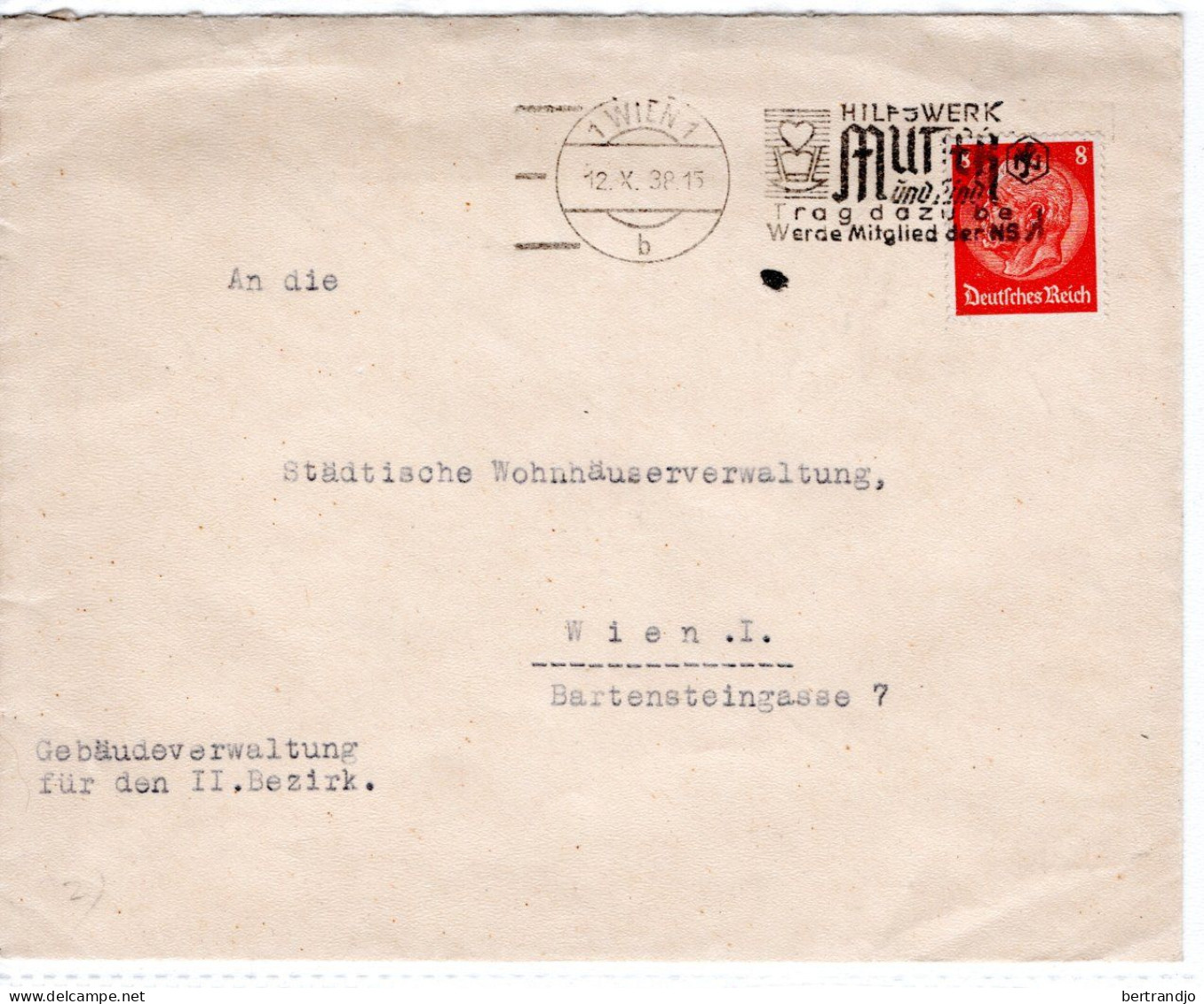 Lettre De Vienne / Cachet Mütter Und Kind - Bezetting 1938-45