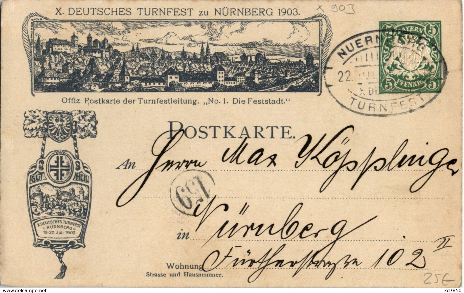 Nürnberg - Deutsches Turnfest 1903 - Ganzsache - Nuernberg
