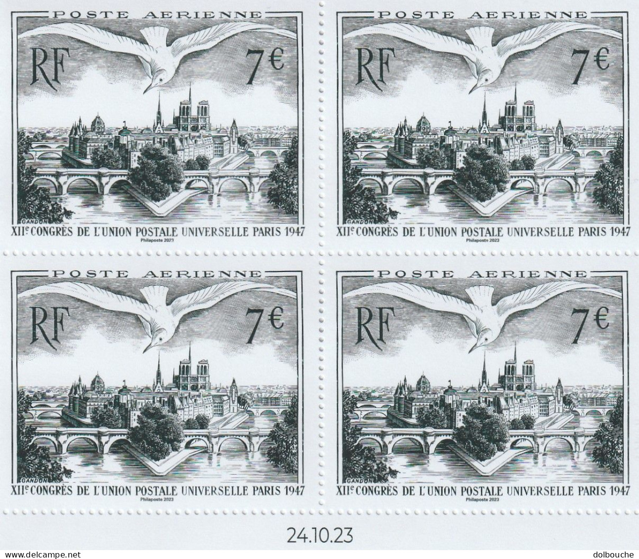 2023 Bloc Feuillet Neuf Poste Aerienne 24/10/23 Xii Congres De L'union Postale Universelle Paris 1947 - Mint/Hinged