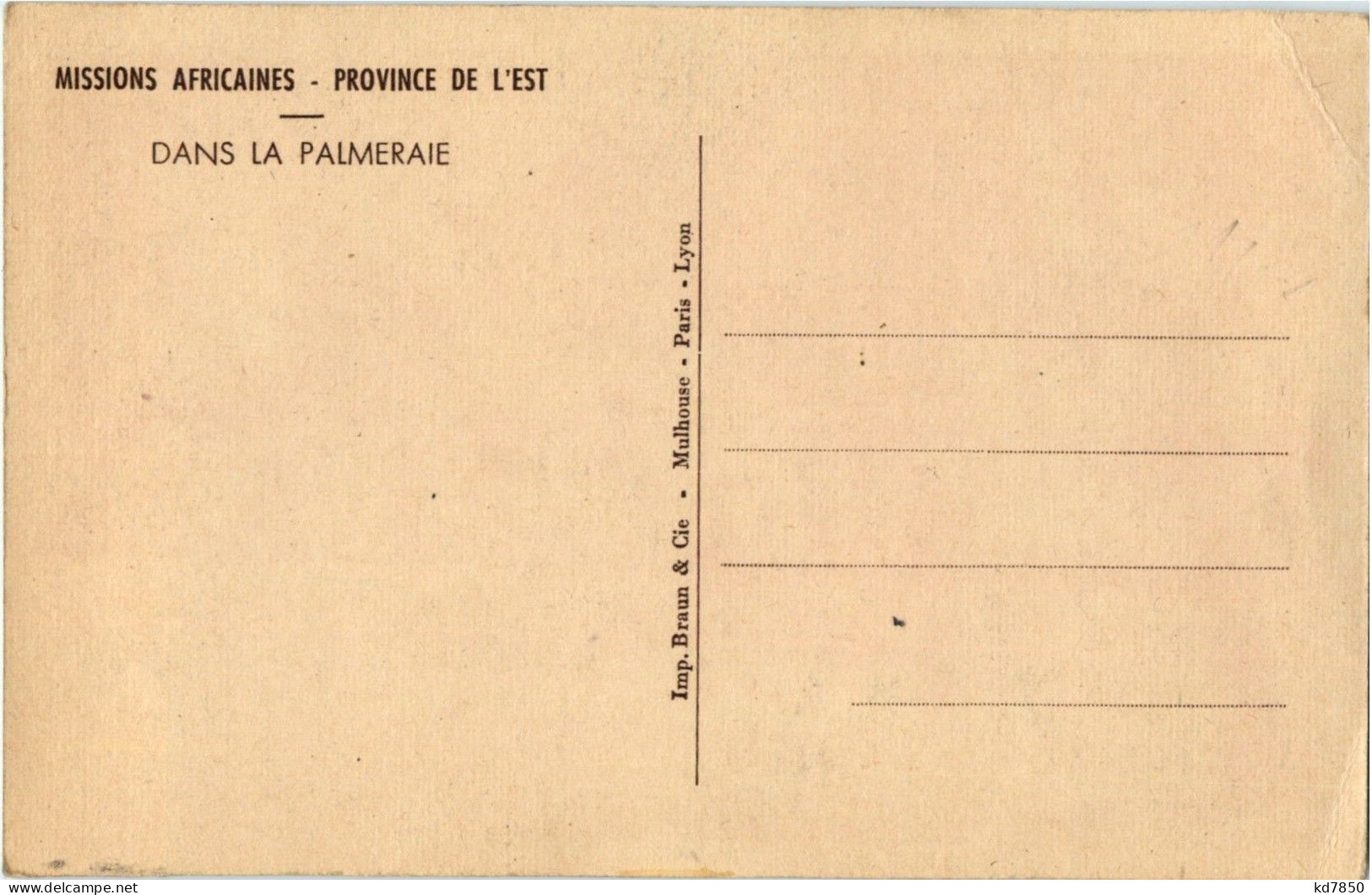 Missions Africaines - Province De L Est - Dans La Palmeraie - Sin Clasificación