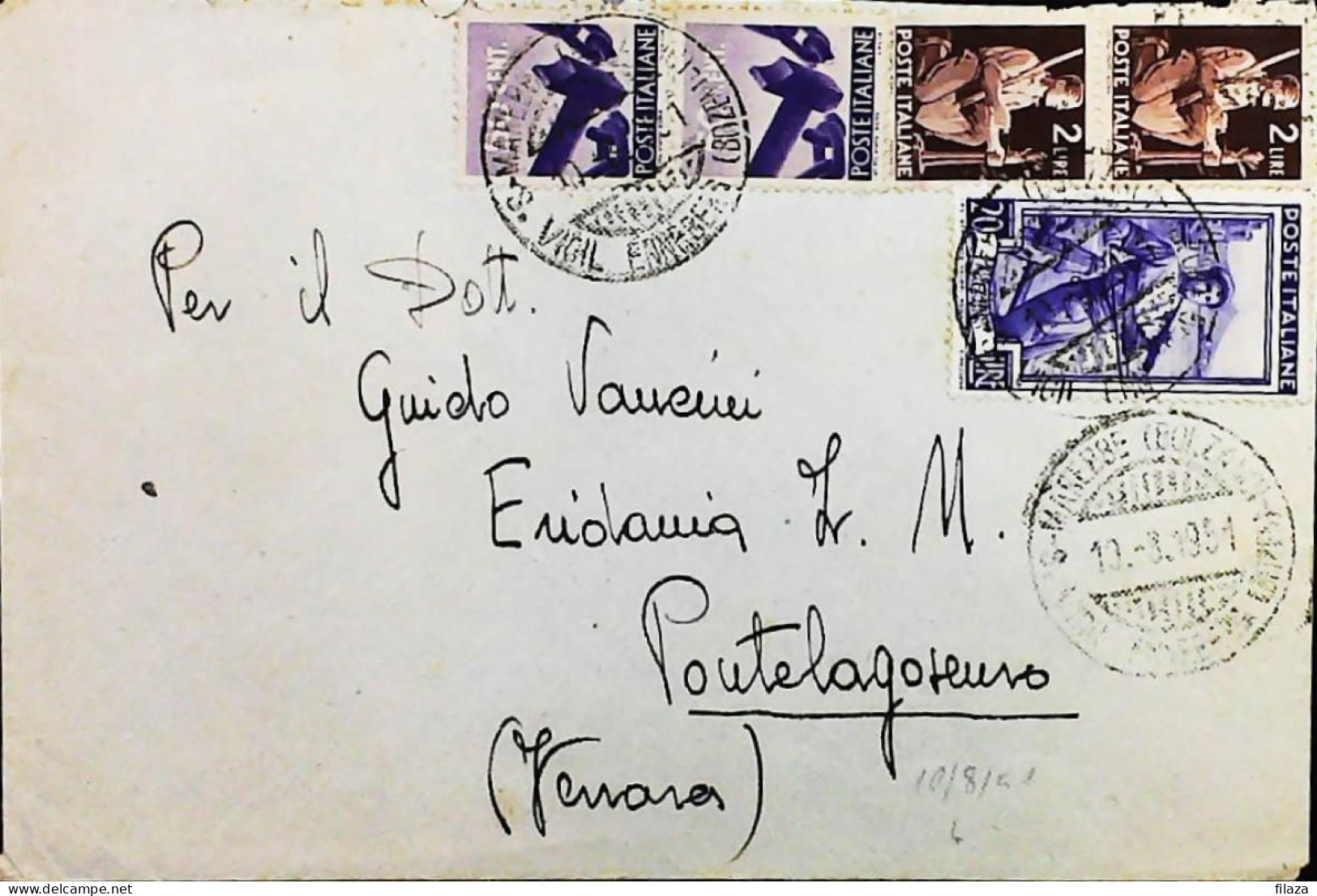 Italy - Repubblica - Democratica + Italia Al Lavoro Lettera / Cartolina Da Marebbe - S7264 - 1946-60: Storia Postale