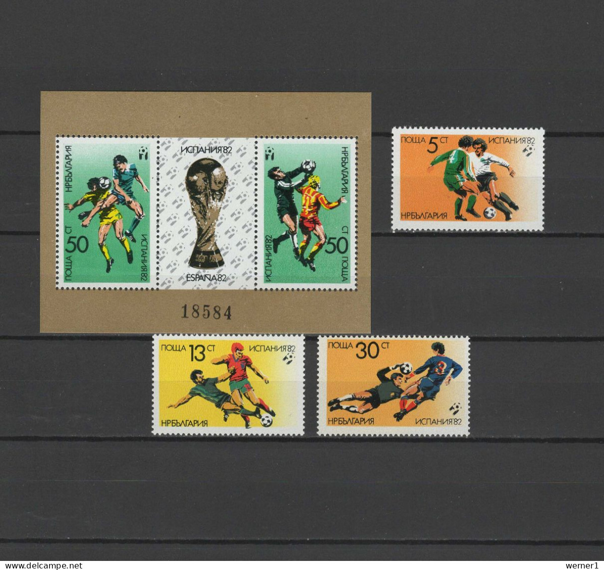 Bulgaria 1982 Football Soccer World Cup Set Of 3 + S/s MNH - 1982 – Espagne