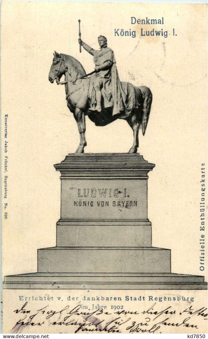 Regensburg - Denkmal König Ludwig I - Offizielle Enthüllungskarte 1902 - Regensburg