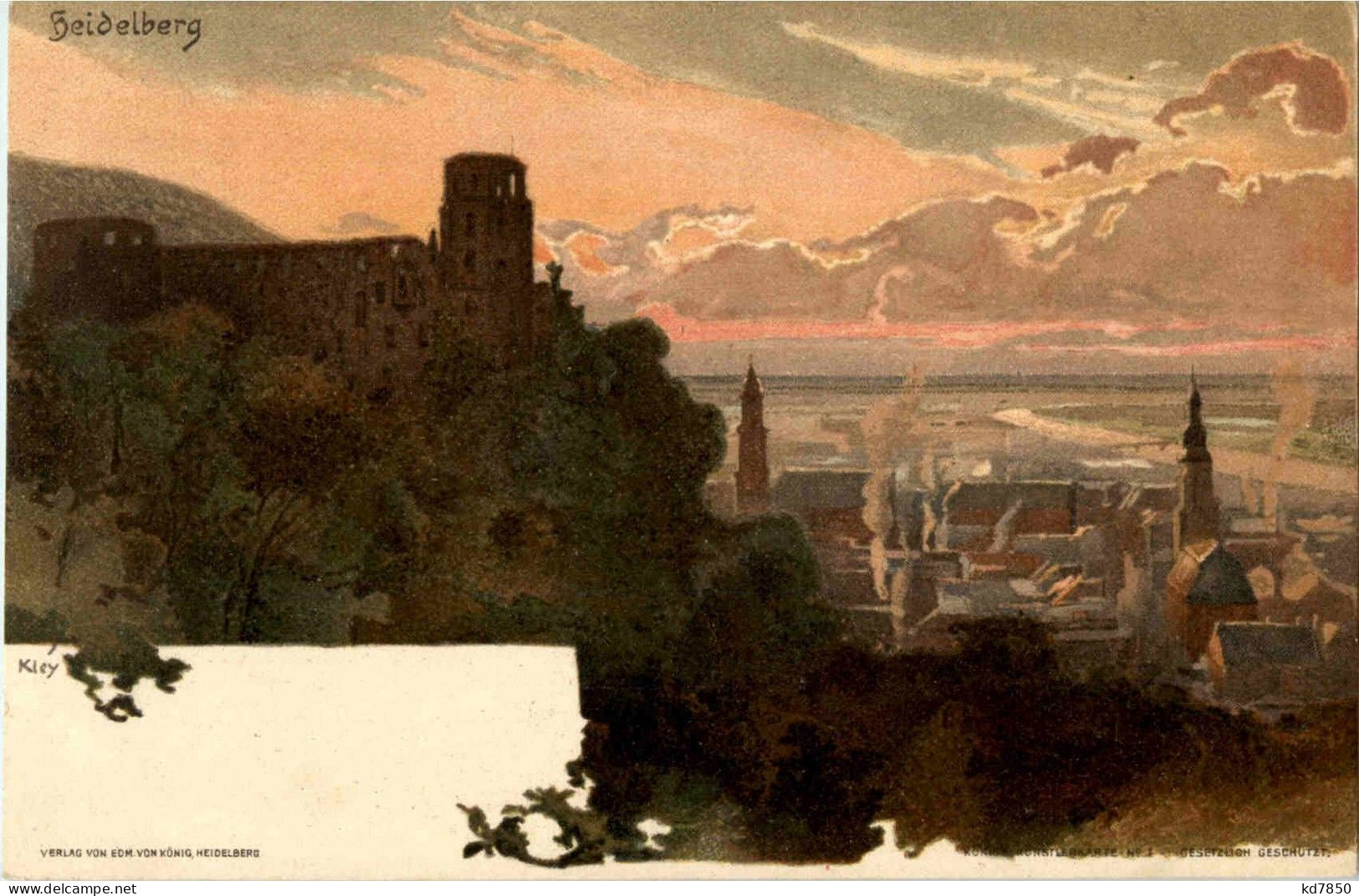 Heidelberg - Künstlerkarte Kley - Litho - Heidelberg