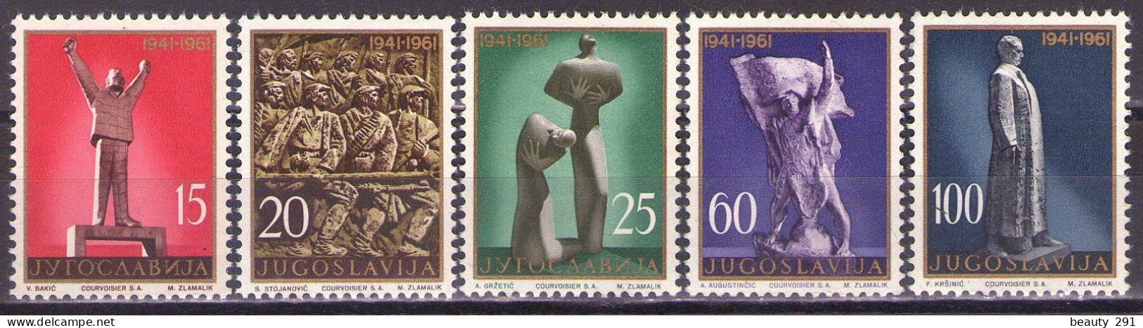 Yugoslavia 1961 - 20 Years Of Uprising - Mi 952-956 - MNH**VF - Ongebruikt