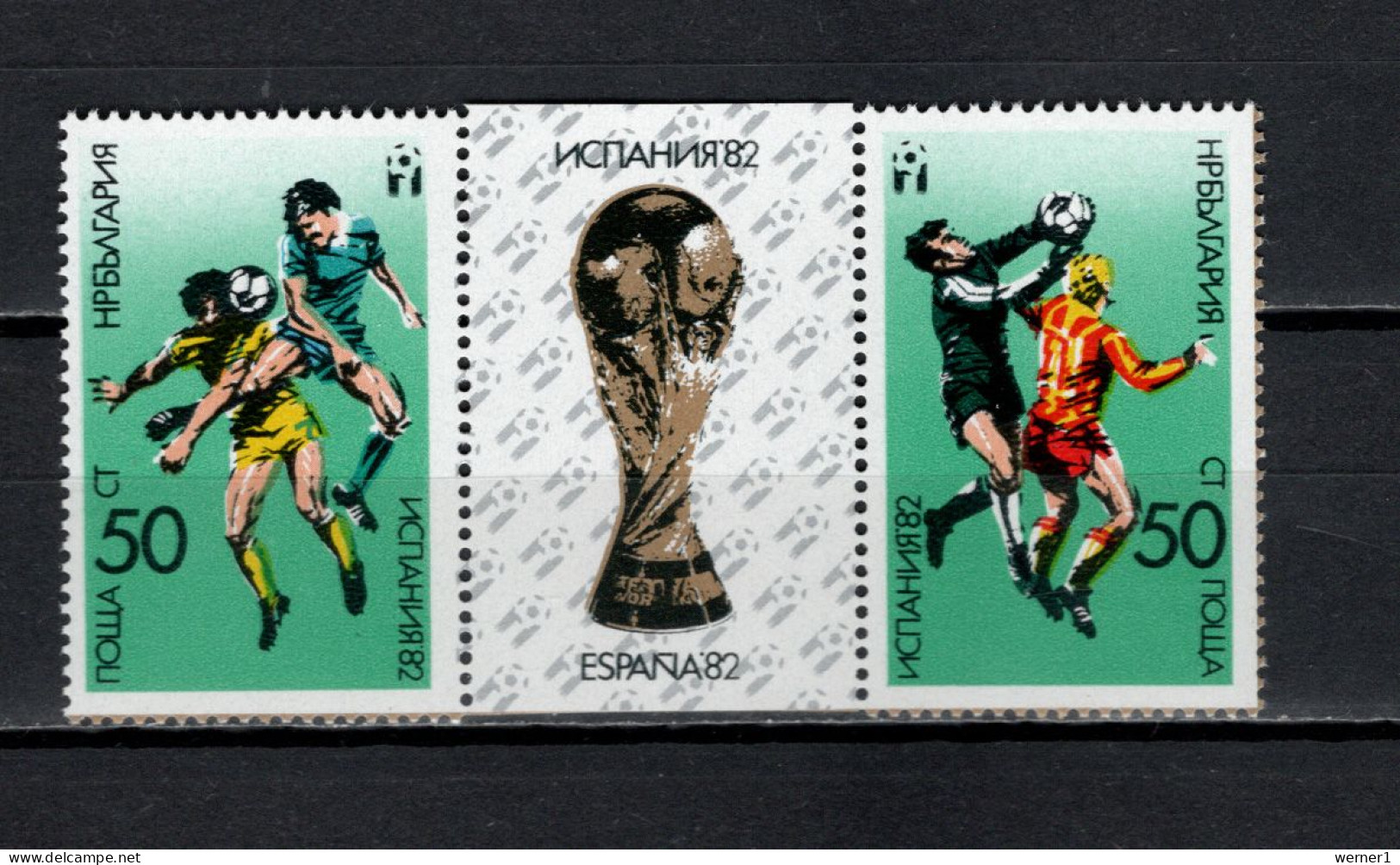 Bulgaria 1982 Football Soccer World Cup 2 Stamps + Label MNH - 1982 – Espagne