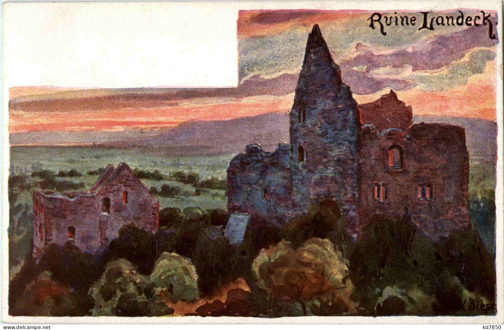Ruine Landeck - Künstlerkarte Bieser - Emmendingen