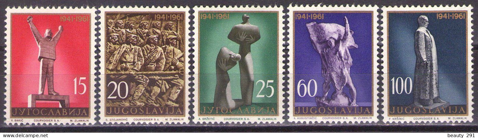 Yugoslavia 1961 - 20 Years Of Uprising - Mi 952-956 - MNH**VF - Unused Stamps