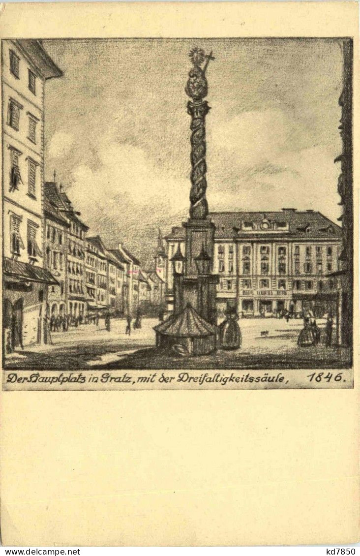 Graz/Steiermark - Der Hauptplatz Mit Der Dreifaltigkeitssäule - Graz