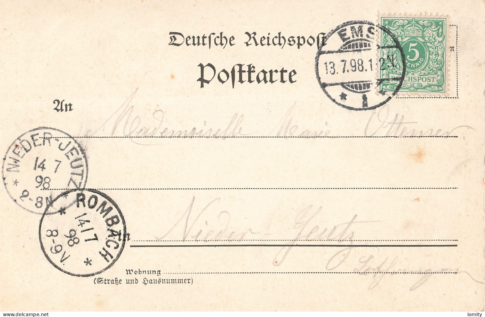 Allemagne Gruss Aus Ems Panorama Vom Kurberg CPA + Timbre Reich Cachet 1898 - Bad Ems