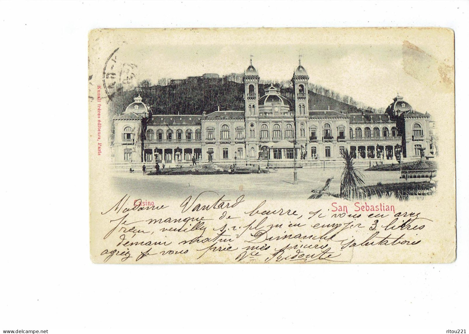 Cpa - ESPAGNE - SAN SEBASTIAN - Casino - Kunzli - 1908 - Guipúzcoa (San Sebastián)