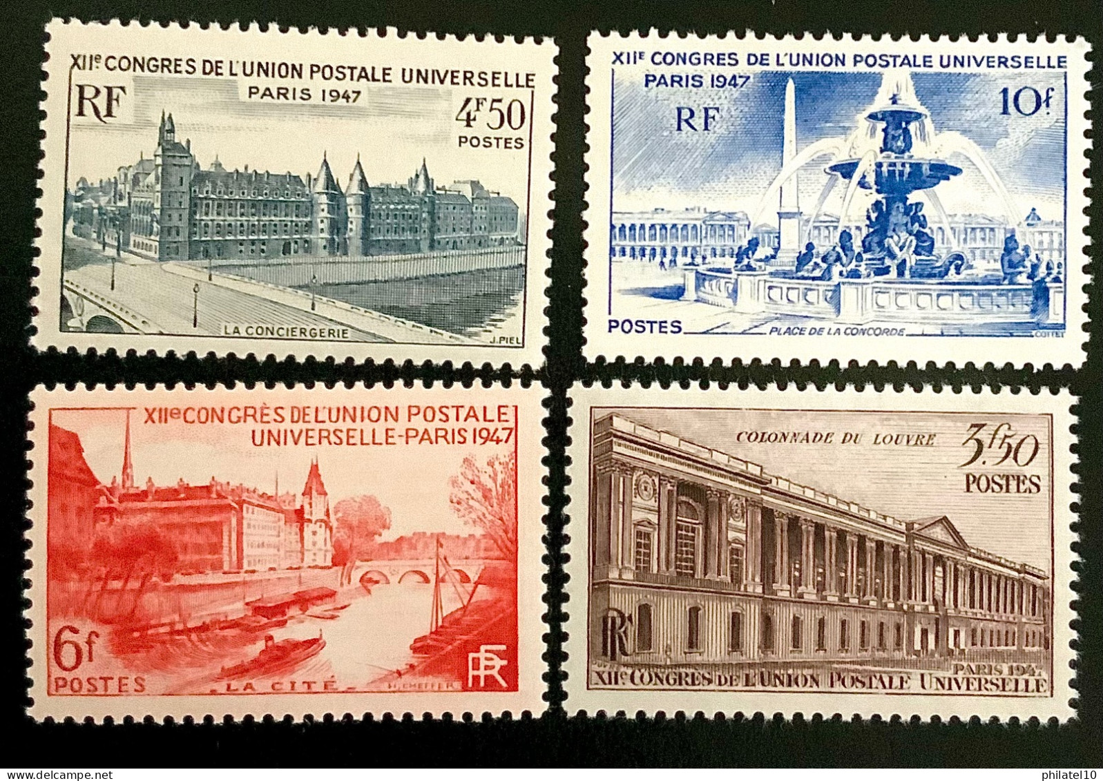 1947 FRANCE N 780 A 783 XIIe CONGRÈS DE L’UNION POSTALE UNIVERSELLE PARIS 1947 - NEUF** - Unused Stamps