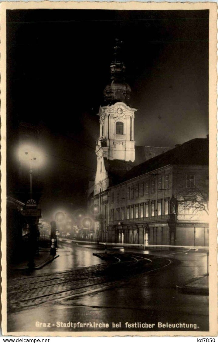 Graz/Steiermark - Stadtpfarrkirche Bei Festlicher Beleuchtung - Graz