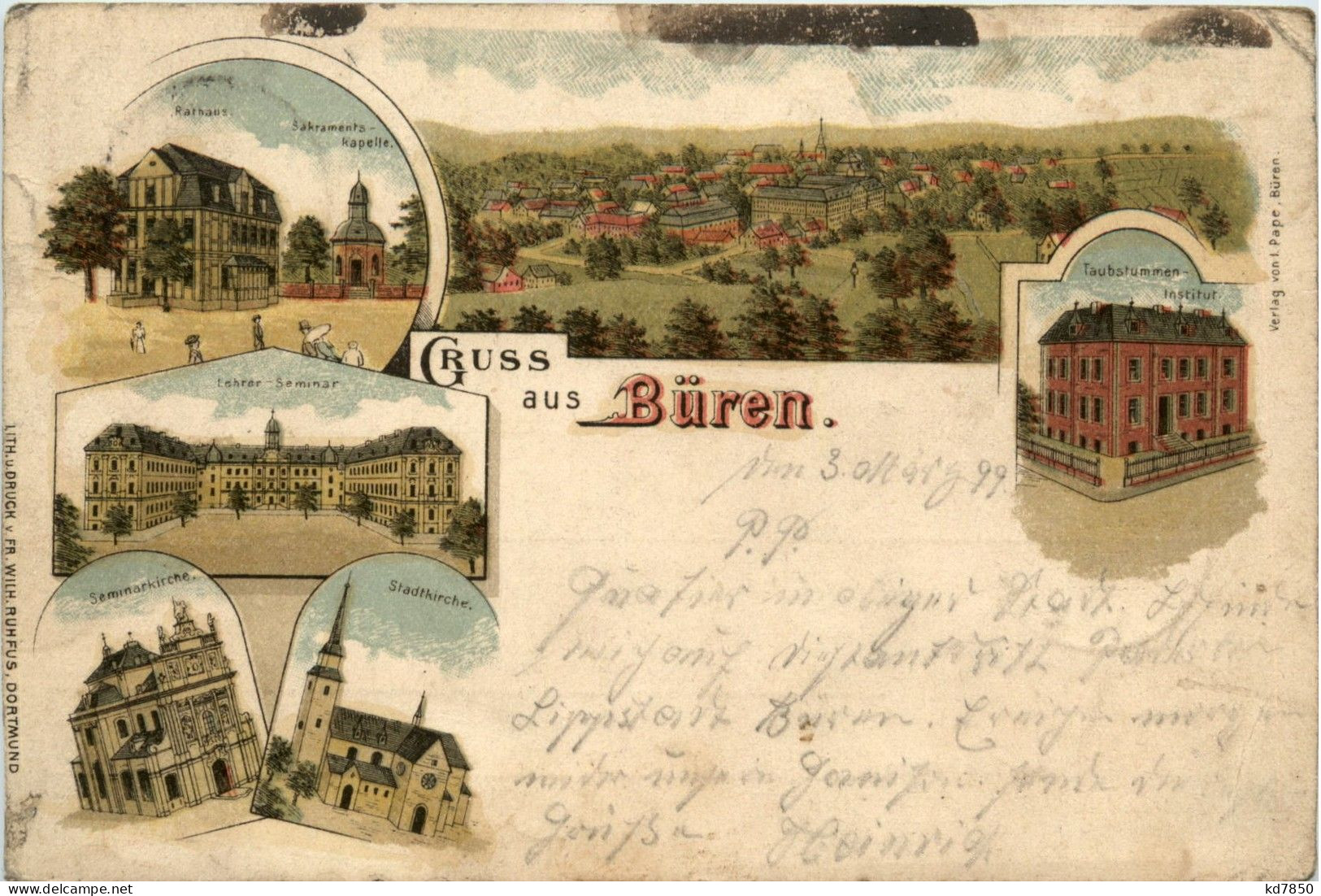 Gruss Aus Büren - Litho - Paderborn