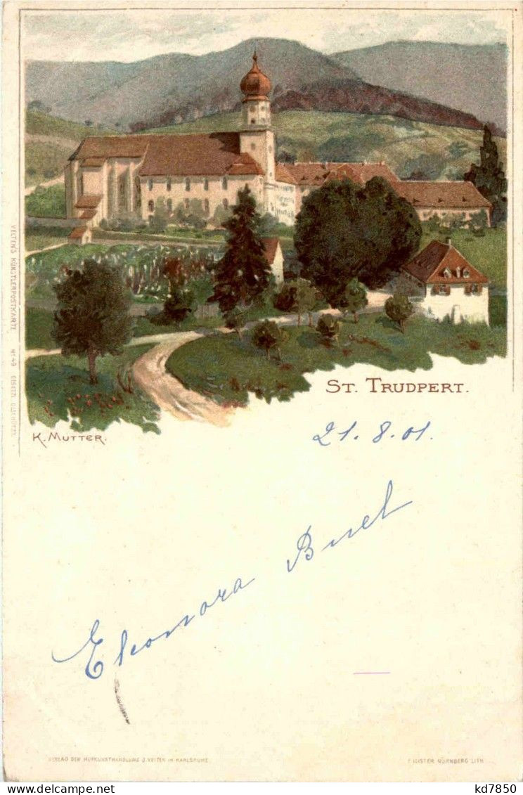 St. Trudpert - Litho - Künstlerkarte K. Mutter - Muenstertal