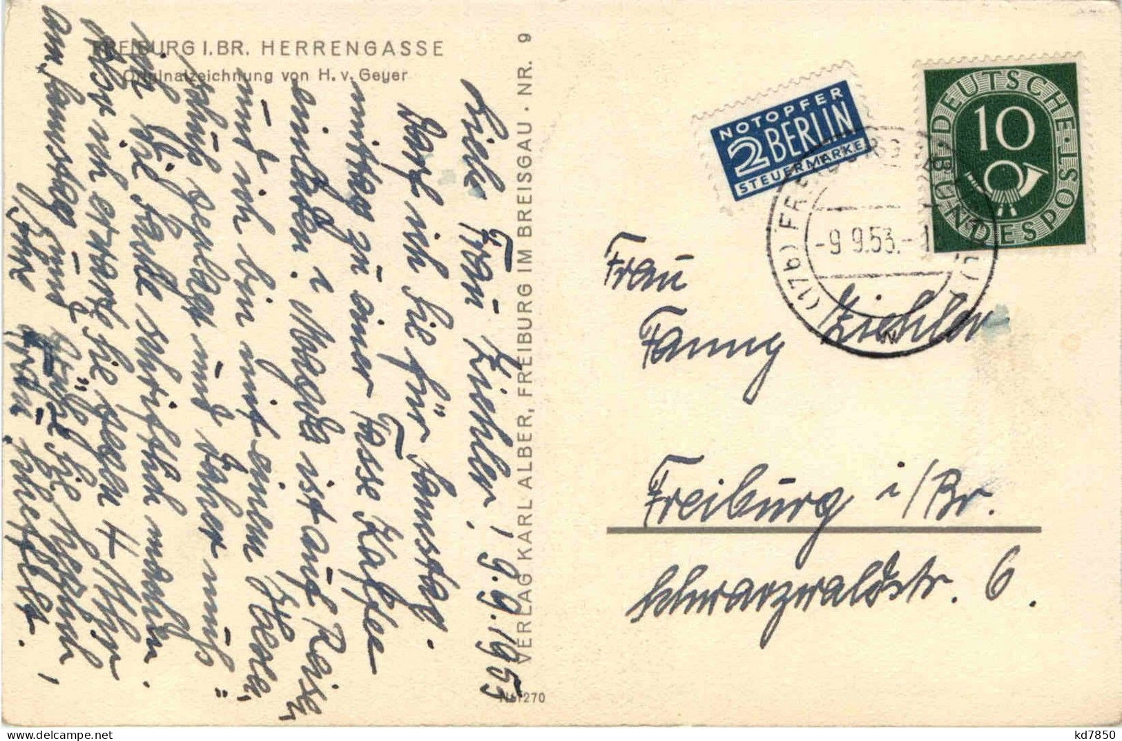 Freiburg - Künstlerkarte H. V. Geyer - Freiburg I. Br.