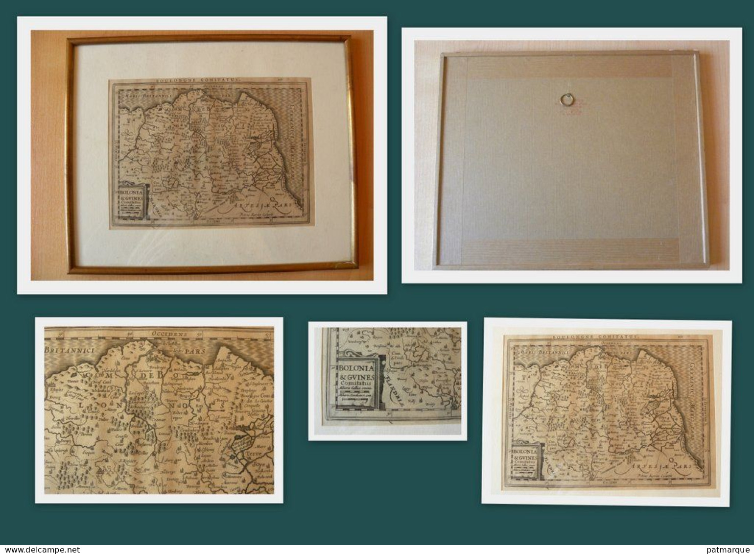 Carte Géographique Encadrée Du Conté De Boulogne - Guines - Calais  Vers 1640 - Geographical Maps