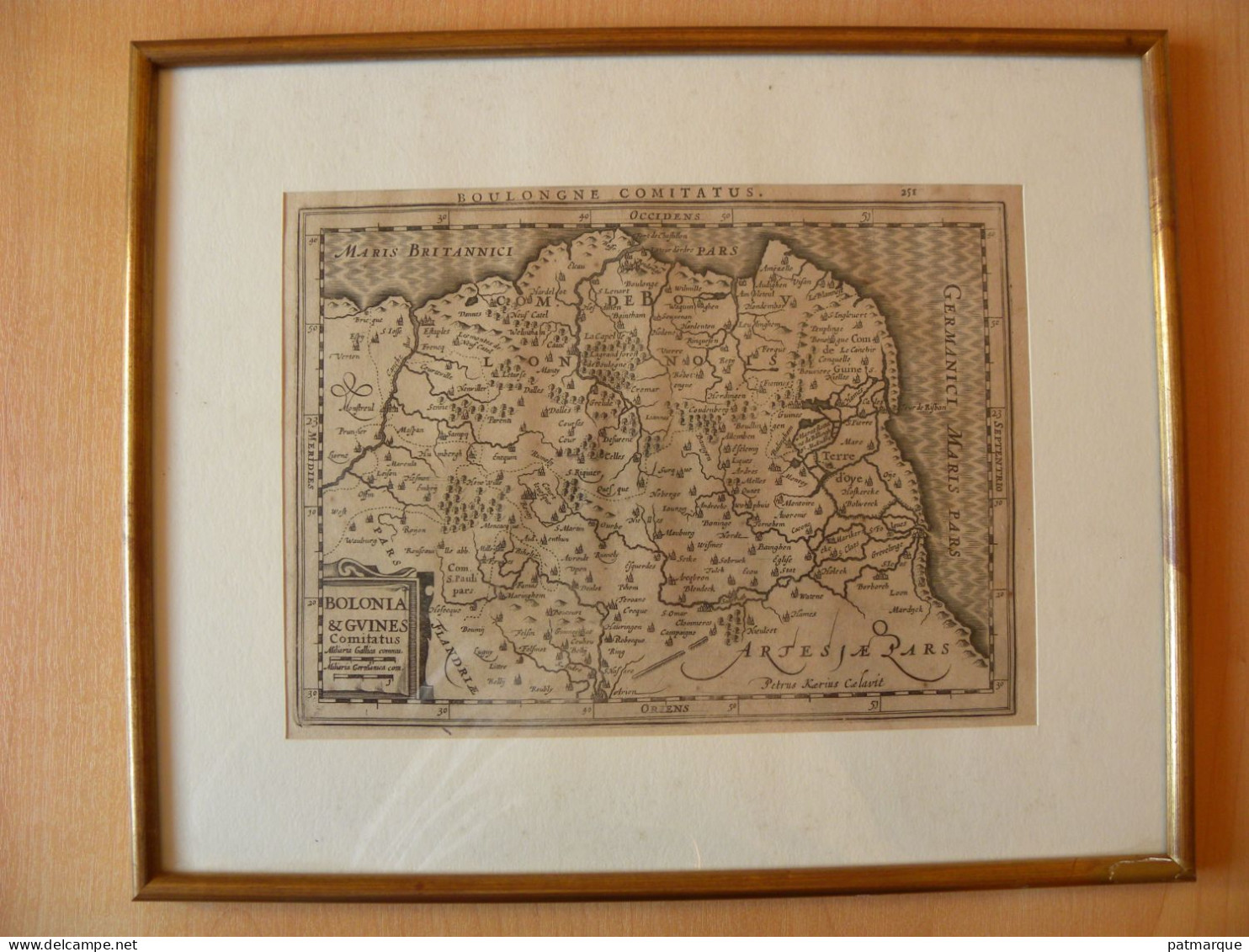 Carte Géographique Encadrée Du Conté De Boulogne - Guines - Calais  Vers 1640 - Carte Geographique