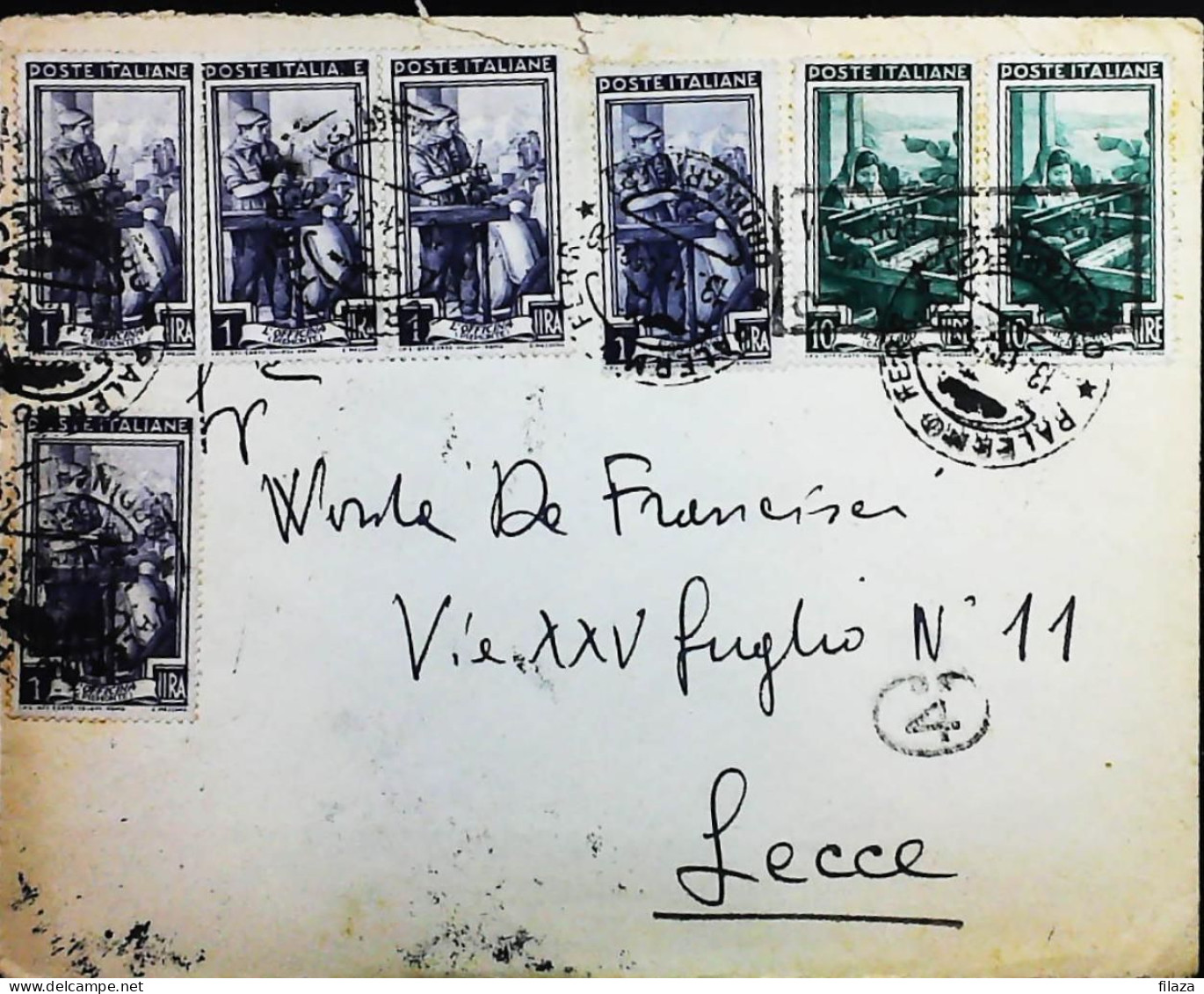 Italy - Repubblica - Italia Al Lavoro Lettera / Cartolina Da Palermo - S7372 - 1946-60: Storia Postale