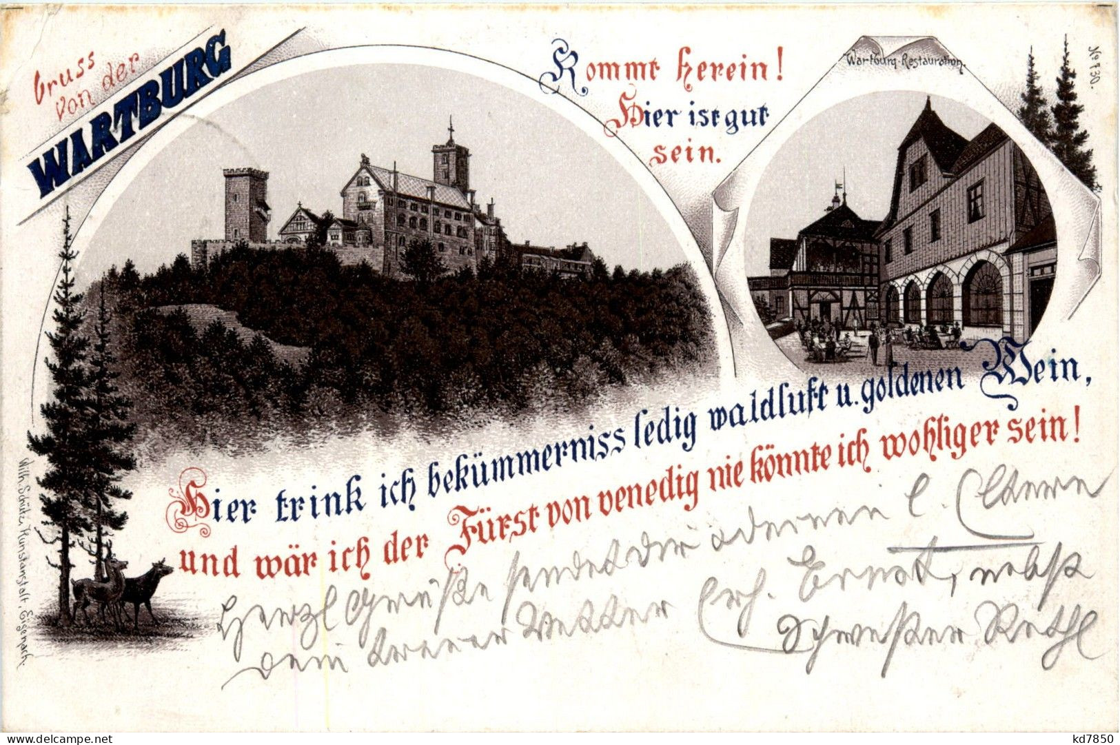 Gruss Von Der Wartburg - Litho - Eisenach