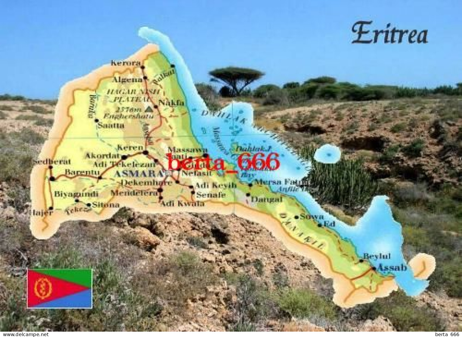 Eritrea Country Map New Postcard * Carte Geographique * Landkarte - Eritrea