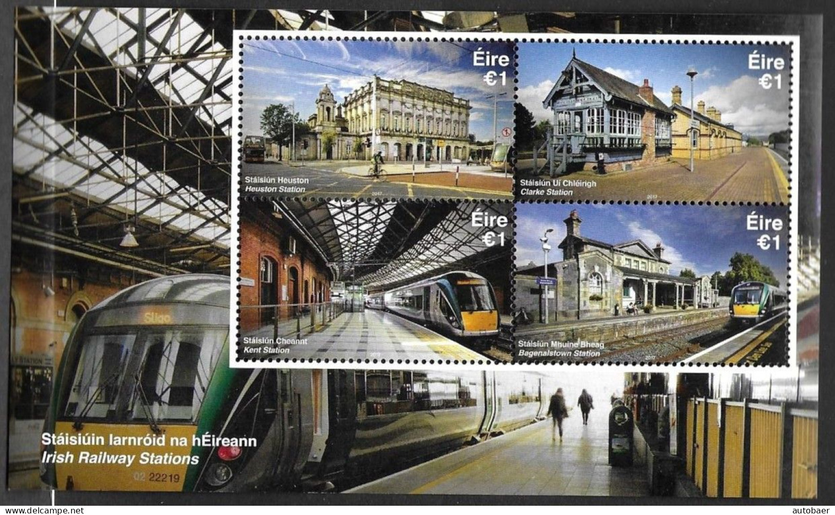 Irland Eire Ireland 2017 Irish Railway Stations Michel No Bl. 104 (2228-31) ** MNH Postfrisch Neuf - Blocks & Kleinbögen