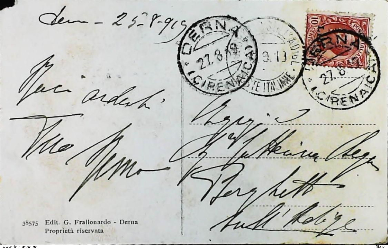 ITALIA - COLONIE -  LIBIA Cartolina Da DERNA Del 1919- S6264 - Libia