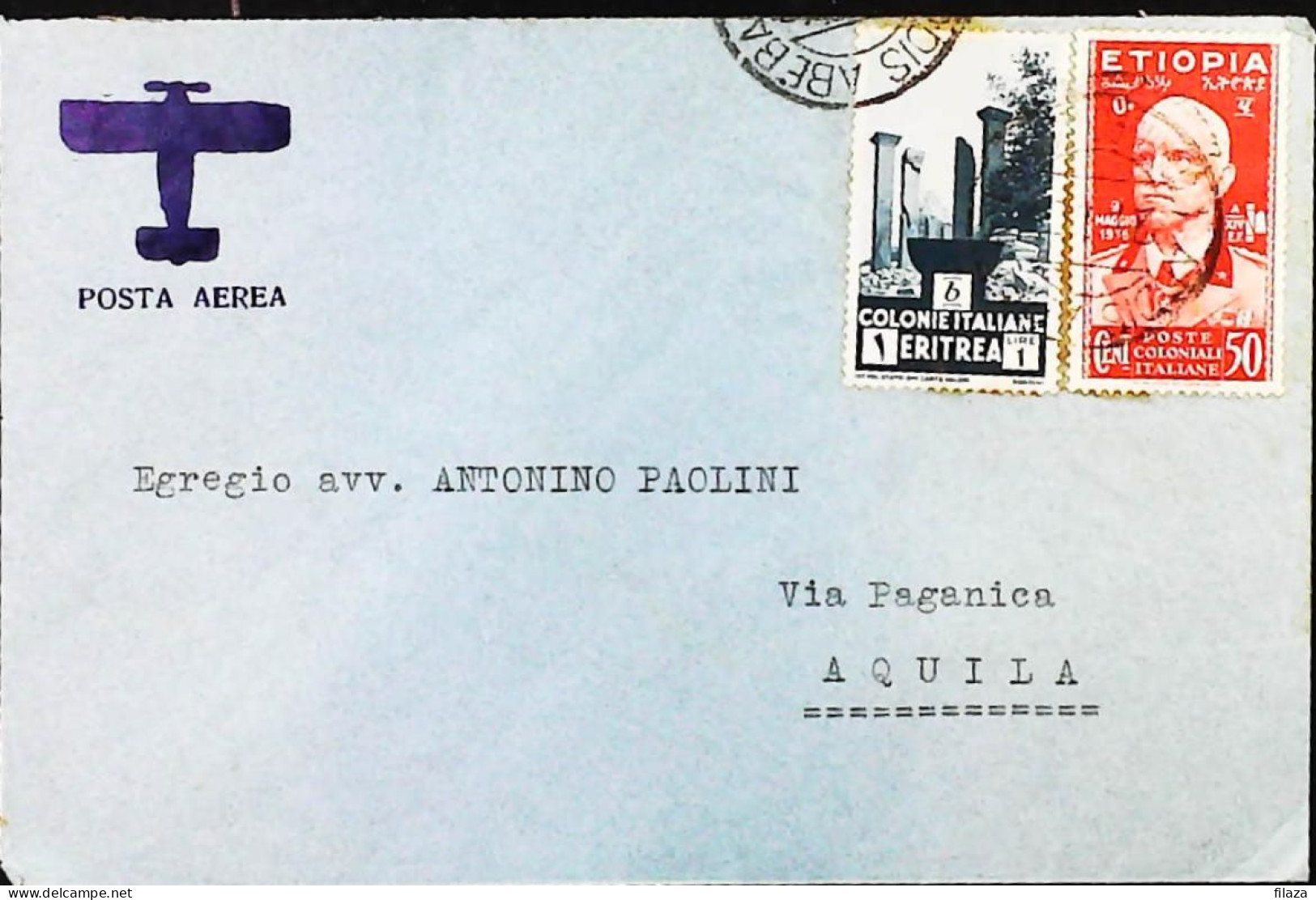 ITALIA - COLONIE -  ETIOPIA + ERITREA Lettera Da ADDIS ABEBA Del 1937- S6190 - Aethiopien