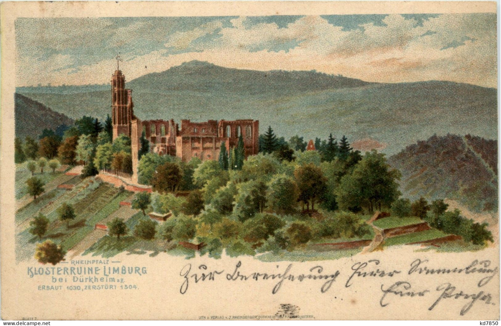 Klosterruine Limburg Bei Bad Dürckheim - Litho - Bad Duerkheim