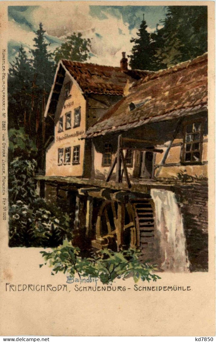 Friedrichroda - Schauenburg Schneidemühle - Litho - Friedrichroda